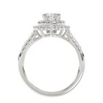 14K WHITE GOLD 3/4CT ROUND/OVAL DIAMOND LADIES SEMI MOUNT RING(CENTER STONE MOUNT OVAL DIAMOND 1CT) - Image 5
