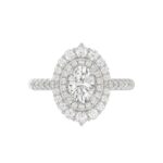 14K WHITE GOLD 3/4CT ROUND/OVAL DIAMOND LADIES SEMI MOUNT RING(CENTER STONE MOUNT OVAL DIAMOND 1CT) - Image 7