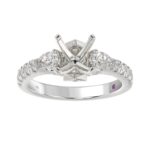 14K WHITE GOLD 3/4CT ROUND/PEAR DIAMOND LADIES SEMI MOUNT RING (CENTER STONE ROUND DIAMOND 2CT) - Image 2