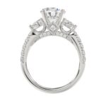 14K WHITE GOLD 3/4CT ROUND/PEAR DIAMOND LADIES SEMI MOUNT RING (CENTER STONE ROUND DIAMOND 2CT) - Image 5