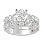 14K WHITE GOLD 3CT ROUND DIAMOND LADIES SEMI MOUNT BRIDAL SET(CENTER STONE MOUNT ROUND DIAMOND 2CT) - Image 4