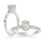 14K WHITE GOLD 7/8CT ROUND/OVAL DIAMOND LADIES RING(CENTER STONE OVAL DIAMOND 3/4CT)