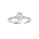 14K WHITE GOLD 7/8CT ROUND/OVAL DIAMOND LADIES RING(CENTER STONE OVAL DIAMOND 3/4CT) - Image 3