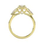 14K YELLOW GOLD 1 1/2CT ROUND/PEAR LADIES RING(CENTER STONE EMERALD DIAMOND 3/4 CT / 2 SIDE STONE PEAR DIAMOND 1/3 CT) - Image 4
