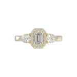 14K YELLOW GOLD 1 1/2CT ROUND/PEAR LADIES RING(CENTER STONE EMERALD DIAMOND 3/4 CT / 2 SIDE STONE PEAR DIAMOND 1/3 CT) - Image 6