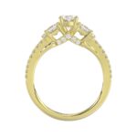 14K YELLOW GOLD 1 1/2CT ROUND/PRINCESS/OVAL DIAMOND LADIES RING( CENTER STONE OVAL DIAMOND 3/4 CT / 2 SIDE STONE PRINCESS DIAMOND 1/2CT) - Image 4