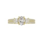 14K YELLOW GOLD 1 1/2CT ROUND/PRINCESS/OVAL DIAMOND LADIES RING( CENTER STONE OVAL DIAMOND 3/4 CT / 2 SIDE STONE PRINCESS DIAMOND 1/2CT) - Image 6