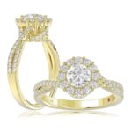 14K YELLOW GOLD 1 1/3CT ROUND DIAMOND LADIES RING(CENTER STONE ROUND DIAMOND 3/4CT)