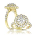 14K YELLOW GOLD 1 1/4CT ROUND DIAMOND LADIES FASHION RING(CENTER STONE ROUND DIAMOND 1/2CT)