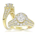 14K YELLOW GOLD 1 1/4CT ROUND DIAMOND LADIES SEMI MOUNT RING(CENTER STONE MOUNT ROUND DIAMOND 1CT