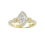 14K YELLOW GOLD 1 1/4CT ROUND/MARQUISE DIAMOND LADIES RING(CENTER STONE MARQUISE DIAMOND 3/4CT) - Image 2
