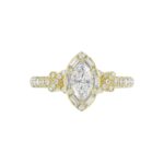 14K YELLOW GOLD 1 1/4CT ROUND/MARQUISE DIAMOND LADIES RING(CENTER STONE MARQUISE DIAMOND 3/4CT) - Image 5