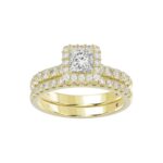 14K YELLOW GOLD 1 5/8CT ROUND/PRINCESS DIAMOND LADIES BRIDAL SET(CENTER STONE PRINCESS DIAMOND 3/4CT) - Image 6