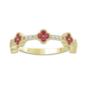 14K YELLOW GOLD 1/2CT ROUND DIAMOND LADIES BAND (RUBY DIAMOND 1/3CT)