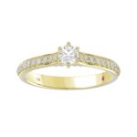 14K YELLOW GOLD 1/2CT ROUND DIAMOND LADIES RING( CENTER STONE ROUND DIAMOND 1/4CT) - Image 3
