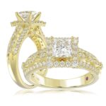 14K YELLOW GOLD 1/2CT ROUND DIAMOND LADIES RING(CENTER STONE MOUNT PRINCESS DIAMOND 1CT)