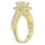 14K YELLOW GOLD 1/2CT ROUND DIAMOND LADIES RING(CENTER STONE MOUNT PRINCESS DIAMOND 1CT) - Image 2