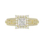 14K YELLOW GOLD 1/2CT ROUND DIAMOND LADIES RING(CENTER STONE MOUNT PRINCESS DIAMOND 1CT) - Image 6