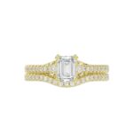 14K YELLOW GOLD 1/2CT ROUND DIAMOND LADIES SEMI MOUNT BRIDAL SET(CENTER STONE MOUNT EMERALD DIAMOND 1CT) - Image 7