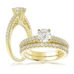 14K YELLOW GOLD 1/2CT ROUND DIAMOND LADIES SEMI MOUNT BRIDAL SET(CENTER STONE MOUNT ROUND DIAMOND 1CT)