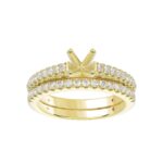 14K YELLOW GOLD 1/2CT ROUND DIAMOND LADIES SEMI MOUNT BRIDAL SET(CENTER STONE MOUNT ROUND DIAMOND 1CT) - Image 2