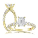 14K YELLOW GOLD 1/2CT ROUND DIAMOND LADIES SEMI MOUNT RING(CENTER STONE MOUNT EMERALD DIAMOND 1CT)