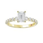 14K YELLOW GOLD 1/2CT ROUND DIAMOND LADIES SEMI MOUNT RING(CENTER STONE MOUNT EMERALD DIAMOND 1CT) - Image 2