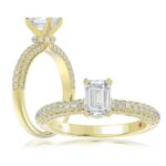 14K YELLOW GOLD 1/2CT ROUND DIAMOND LADIES SEMI MOUNT RING(CENTER STONE MOUNT EMERALD DIAMOND 1CT)