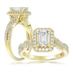 14K YELLOW GOLD 1/2CT ROUND DIAMOND LADIES SEMI MOUNT RING(CENTER STONE MOUNT EMERALD DIAMOND 1CT)