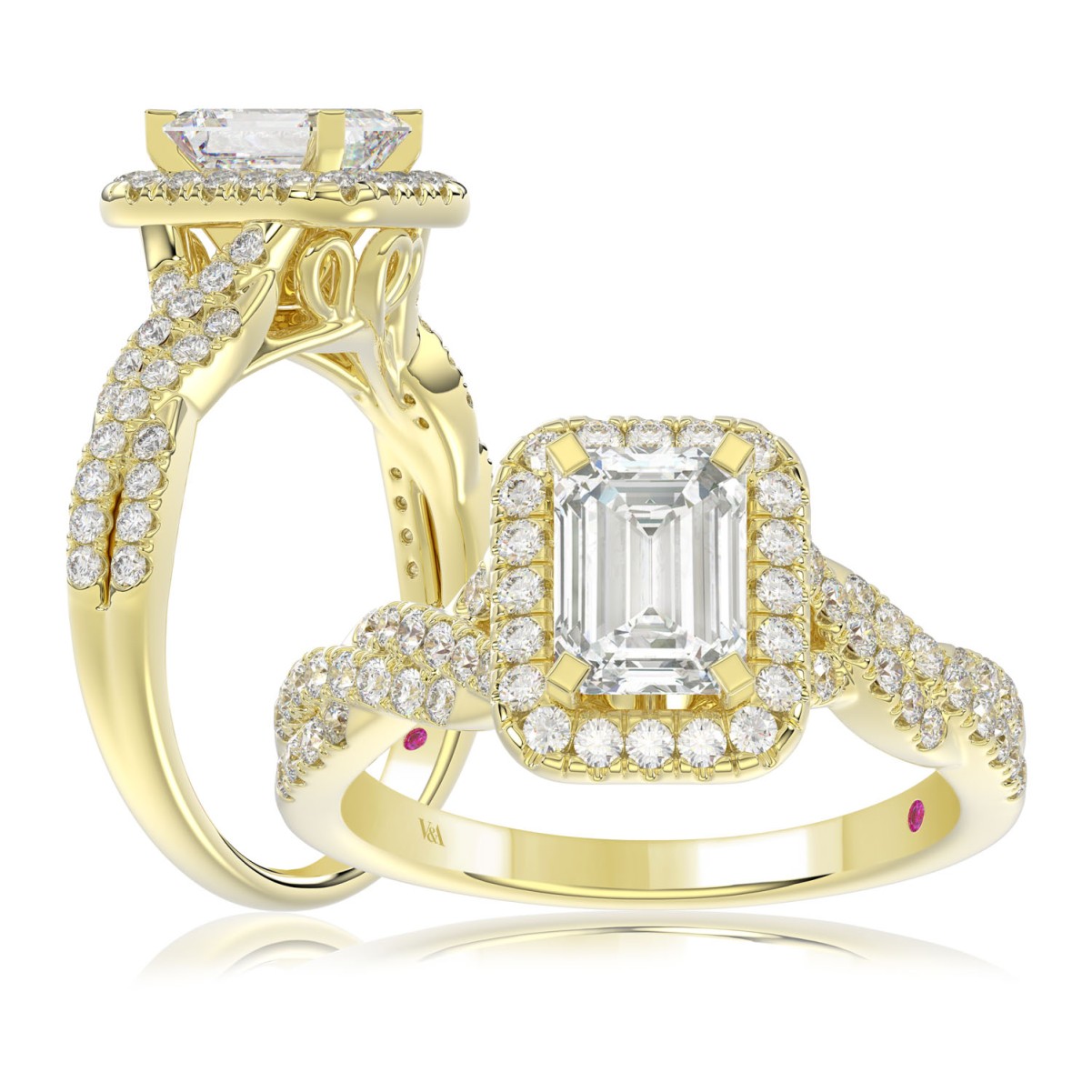 19176149_VA14249Y-AB-1201x1201.jpg 14K YELLOW GOLD 1/2CT ROUND DIAMOND LADIES SEMI MOUNT RING(CENTER STONE MOUNT EMERALD DIAMOND 1CT) - Image 1