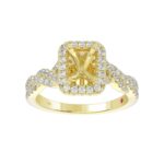 14K YELLOW GOLD 1/2CT ROUND DIAMOND LADIES SEMI MOUNT RING(CENTER STONE MOUNT EMERALD DIAMOND 1CT) - Image 2