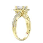 14K YELLOW GOLD 1/2CT ROUND DIAMOND LADIES SEMI MOUNT RING(CENTER STONE MOUNT EMERALD DIAMOND 1CT) - Image 3
