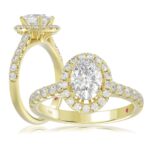 14K YELLOW GOLD 1/2CT ROUND DIAMOND LADIES SEMI MOUNT RING(CENTER STONE MOUNT OVAL DIAMOND 1CT)