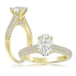 14K YELLOW GOLD 1/2CT ROUND DIAMOND LADIES SEMI MOUNT RING(CENTER STONE MOUNT OVAL DIAMOND 1CT)