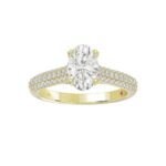 14K YELLOW GOLD 1/2CT ROUND DIAMOND LADIES SEMI MOUNT RING(CENTER STONE MOUNT OVAL DIAMOND 1CT) - Image 4