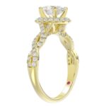 14K YELLOW GOLD 1/2CT ROUND DIAMOND LADIES SEMI MOUNT RING(CENTER STONE MOUNT OVAL DIAMOND 1CT) - Image 2