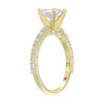 14K YELLOW GOLD 1/2CT ROUND DIAMOND LADIES SEMI MOUNT RING(CENTER STONE MOUNT PRINCESS DIAMOND 1CT) - Image 2