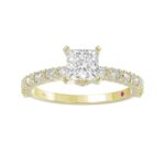 14K YELLOW GOLD 1/2CT ROUND DIAMOND LADIES SEMI MOUNT RING(CENTER STONE MOUNT PRINCESS DIAMOND 1CT) - Image 3
