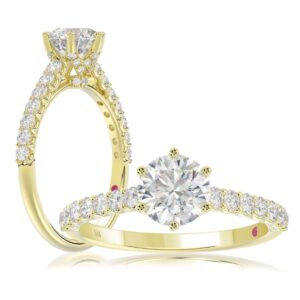 14K YELLOW GOLD 1/2CT ROUND DIAMOND LADIES SEMI MOUNT RING(CENTER STONE MOUNT ROUND DIAMOND 1CT)