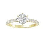 14K YELLOW GOLD 1/2CT ROUND DIAMOND LADIES SEMI MOUNT RING(CENTER STONE MOUNT ROUND DIAMOND 1CT) - Image 3