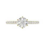 14K YELLOW GOLD 1/2CT ROUND DIAMOND LADIES SEMI MOUNT RING(CENTER STONE MOUNT ROUND DIAMOND 1CT) - Image 6