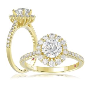 14K YELLOW GOLD 1/2CT ROUND DIAMOND LADIES SEMI MOUNT RING(CENTER STONE MOUNT ROUND DIAMOND 1CT)