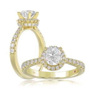 14K YELLOW GOLD 1/2CT ROUND DIAMOND LADIES SEMI MOUNT RING(CENTER STONE MOUNT ROUND DIAMOND 1CT)