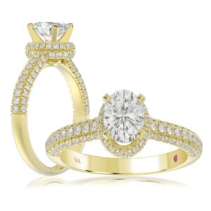 14K YELLOW GOLD 1/2CT ROUND DIAMOND LADIES SEMI MOUNT RING(CENTER STONE MOUNT ROUND DIAMOND 1CT)