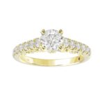 14K YELLOW GOLD 1/2CT ROUND DIAMOND LADIES SEMI MOUNT RING(CENTER STONE MOUNT ROUND DIAMOND 1CT) - Image 3