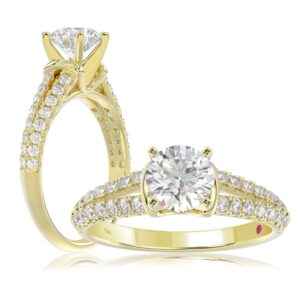 14K YELLOW GOLD 1/2CT ROUND DIAMOND LADIES SEMI MOUNT RING(CENTER STONE MOUNT ROUND DIAMOND 1CT)