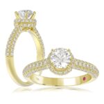 14K YELLOW GOLD 1/2CT ROUND DIAMOND LADIES SEMI MOUNT RING(CENTER STONE MOUNT ROUND DIAMOND 1CT)