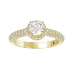 14K YELLOW GOLD 1/2CT ROUND DIAMOND LADIES SEMI MOUNT RING(CENTER STONE MOUNT ROUND DIAMOND 1CT) - Image 3