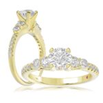 14K YELLOW GOLD 1/2CT ROUND DIAMOND LADIES SEMI MOUNT RING(CENTER STONE MOUNT ROUND DIAMOND 1CT)