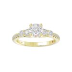 14K YELLOW GOLD 1/2CT ROUND DIAMOND LADIES SEMI MOUNT RING(CENTER STONE MOUNT ROUND DIAMOND 1CT) - Image 2